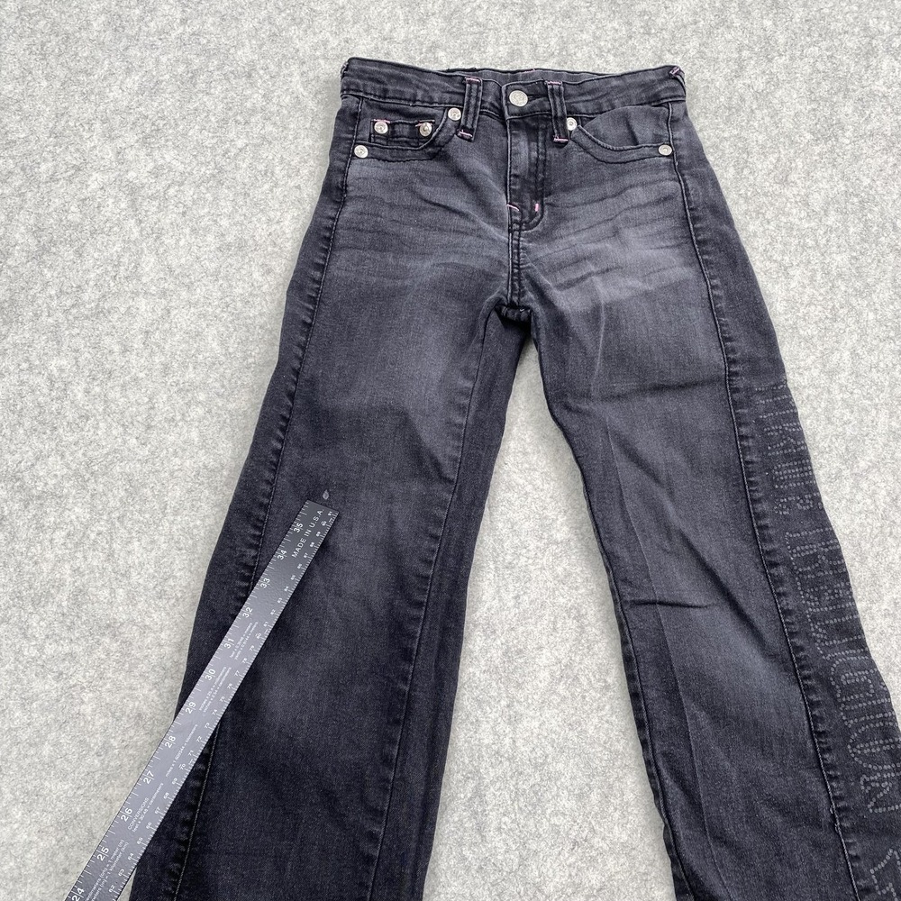True Religion Jeans Girls 10 (24x22) Black Leila Mid Rise Wide Leg *MINOR STAIN* - Picture 10 of 16
